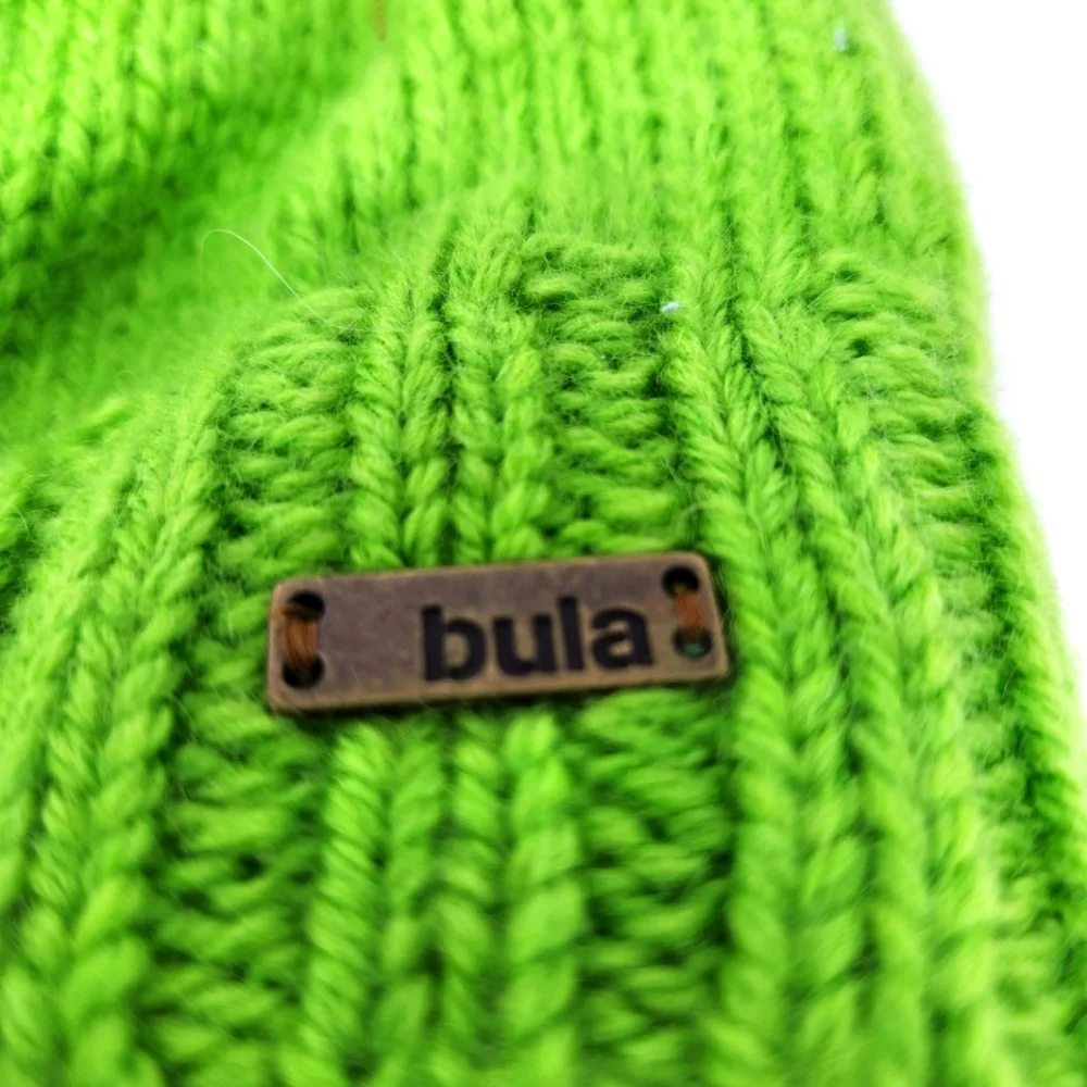 Bula Beanie Wool Knit Hat OS Bright Green